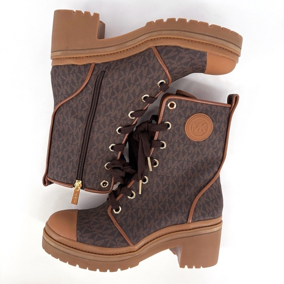 MICHAEL KORS | Corey MK Logo Combat Boots in Brown | Sz 8 - Picture 11 of 16